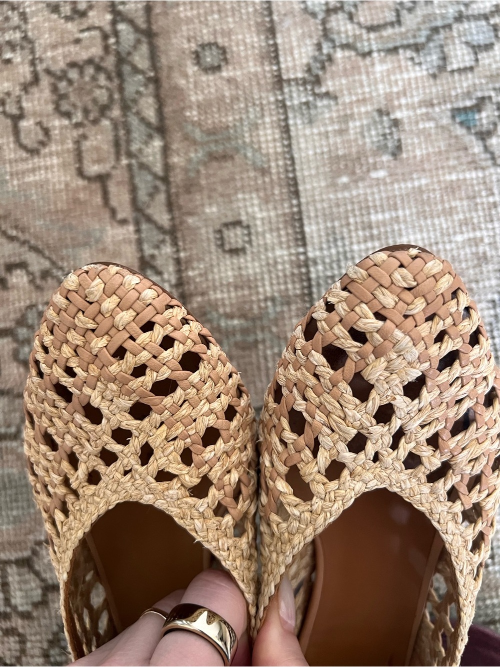 Sezane Anya Natural Woven Low Block Heels 38 - Picture 5 of 6